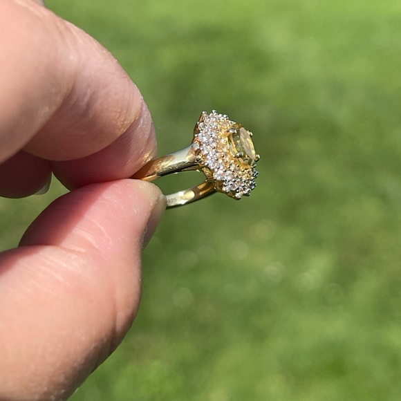 Brazilian Heliodor, Zircon & Yellow Sapphire Halo Ring - Picture 3 of 6